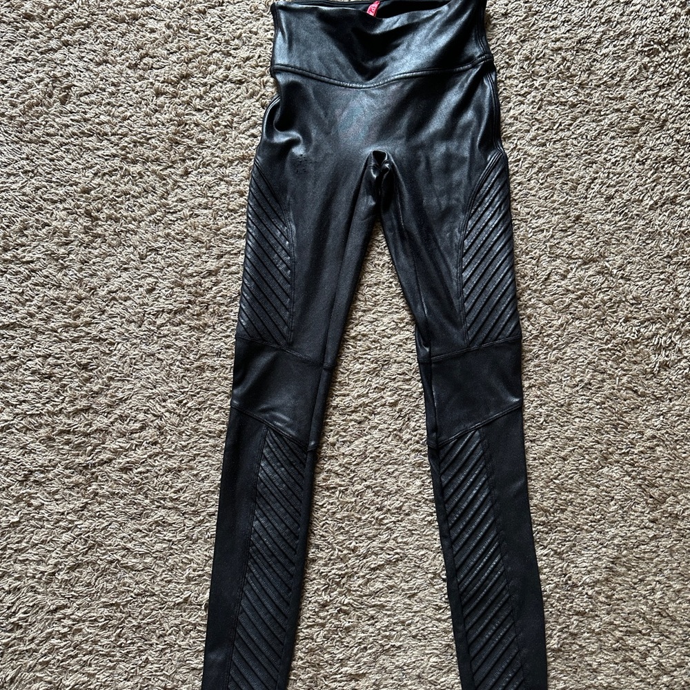 XS Spanx Faux Leather Moto Leggings NEW